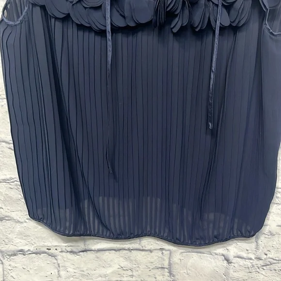 Anthropology Lief Notes Navy Chiffon Pleated Sleeveless Top - Picture 8 of 10